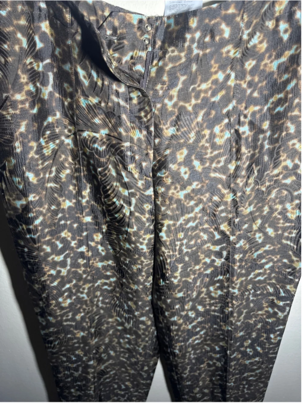 Giorgio Armani Trousers Size 48 Black Blue Patterned Pants 31.5” inseam